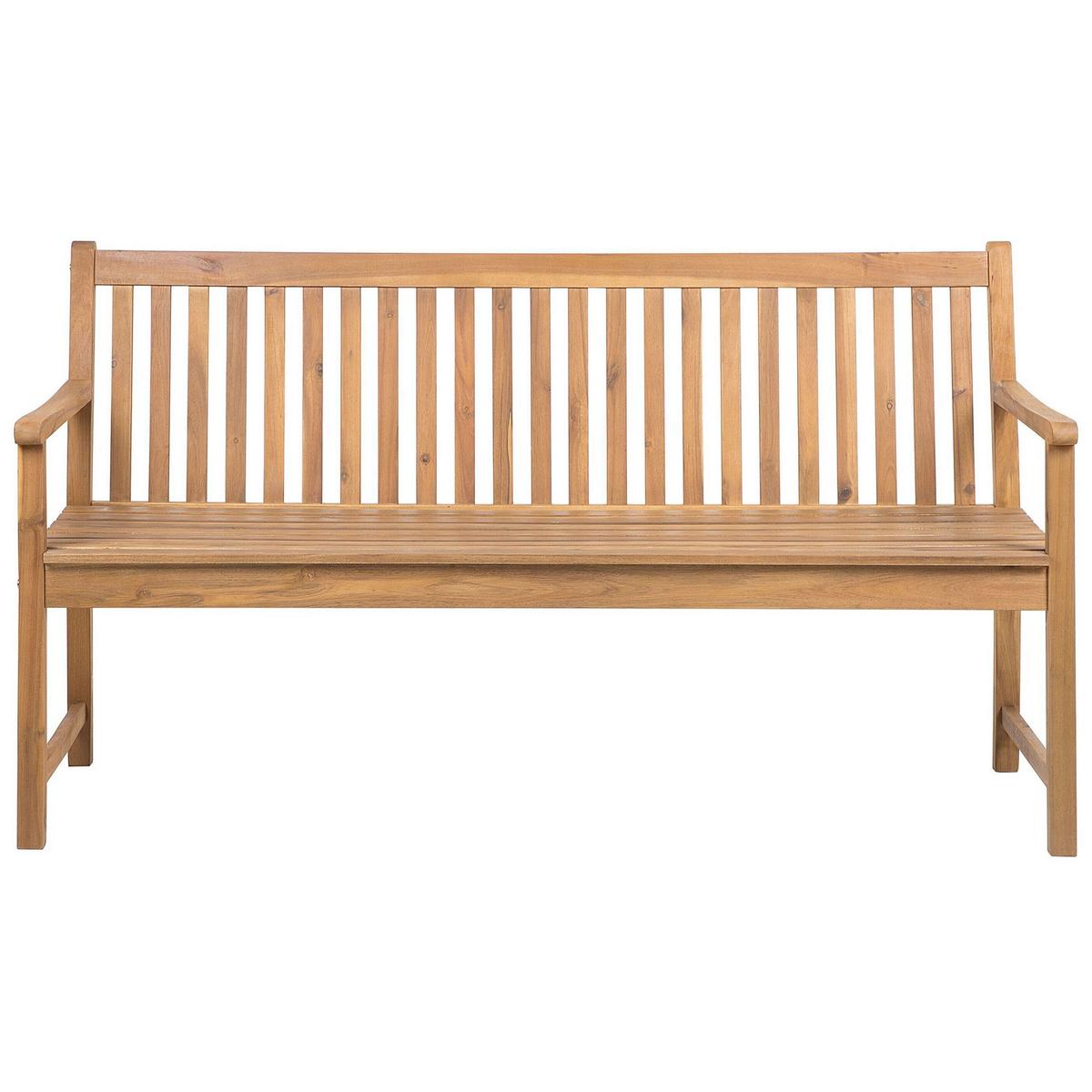 GARTENBANK zertifiziertes Holz hellbraun 160 cm Vivara - Hellbraun, Holz (160/88/61cm) - Beliani