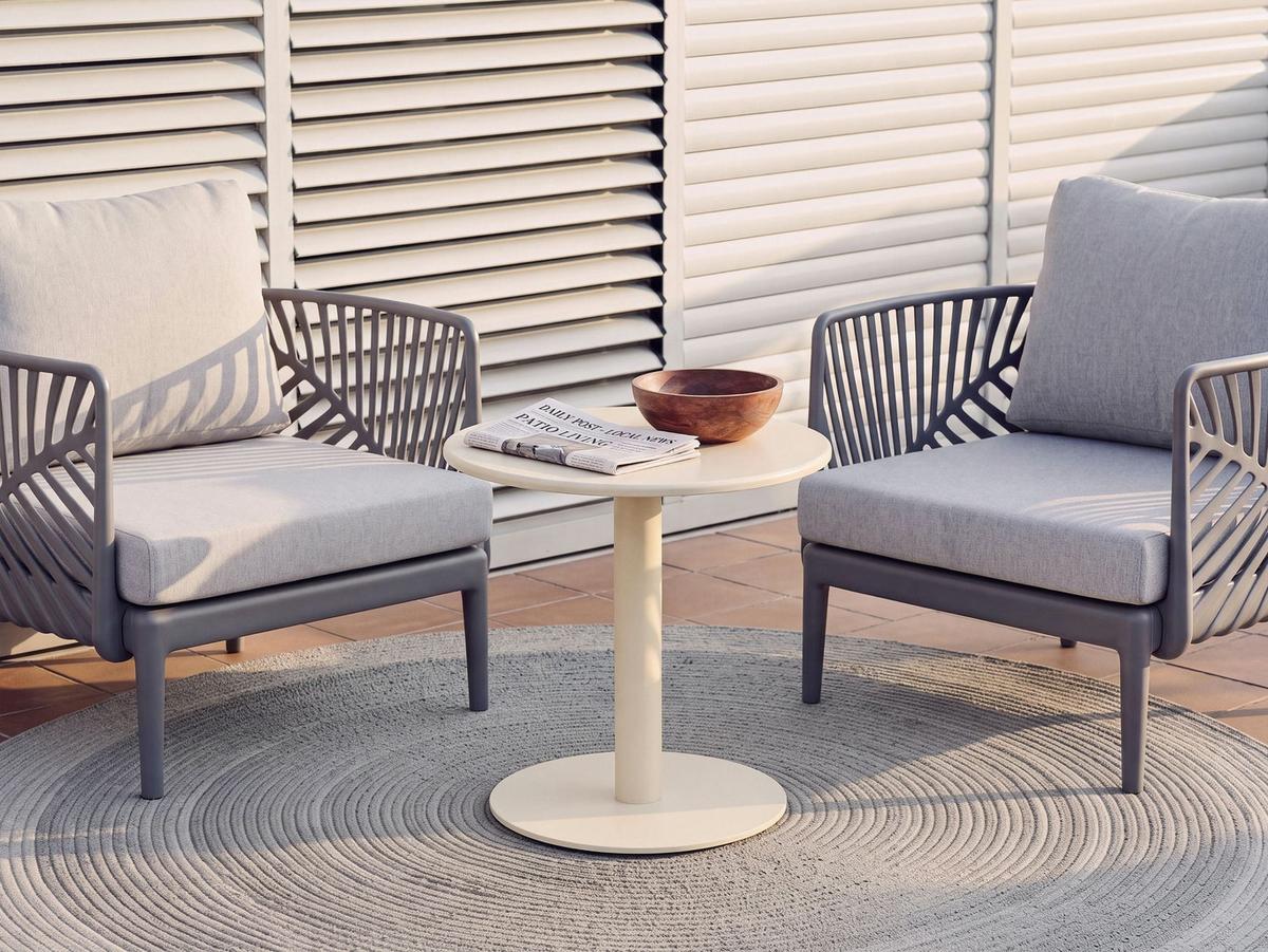 OUTDOOR-COUCHTISCH 50 cm 50 cm Metall Beige Vittuone - Beige, Metall (50/50/50cm) - Beliani