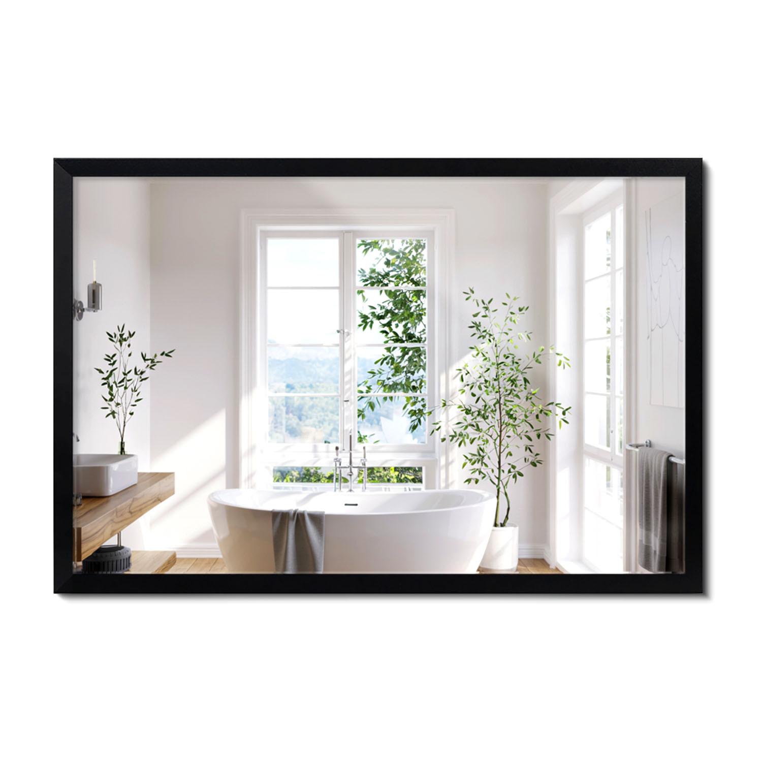 SPIEGEL 60x40cm Schwarzer Rahmen - Schwarz, Glas (60/40/0.4cm) - Wallfluent