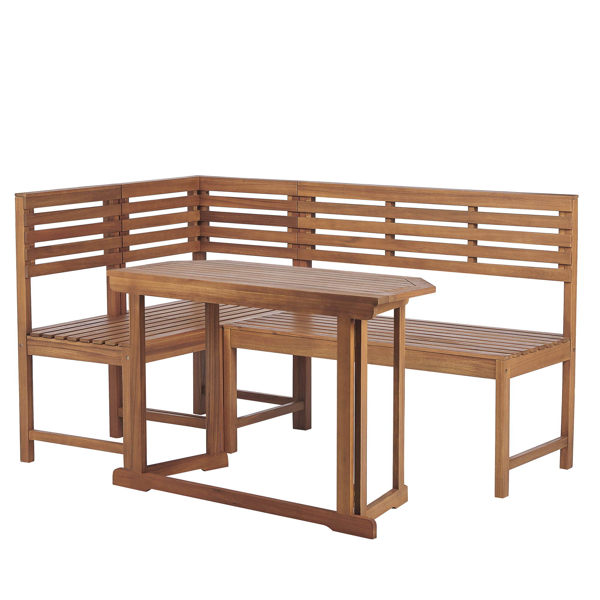 BALKON ECKBANK SET 4-teilig Akazienholz hellbraun modular Treia - Hellbraun, Holz - Beliani