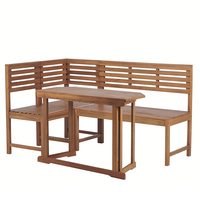 BALKON ECKBANK SET 4-teilig Akazienholz hellbraun modular Treia - Hellbraun, Holz - Beliani