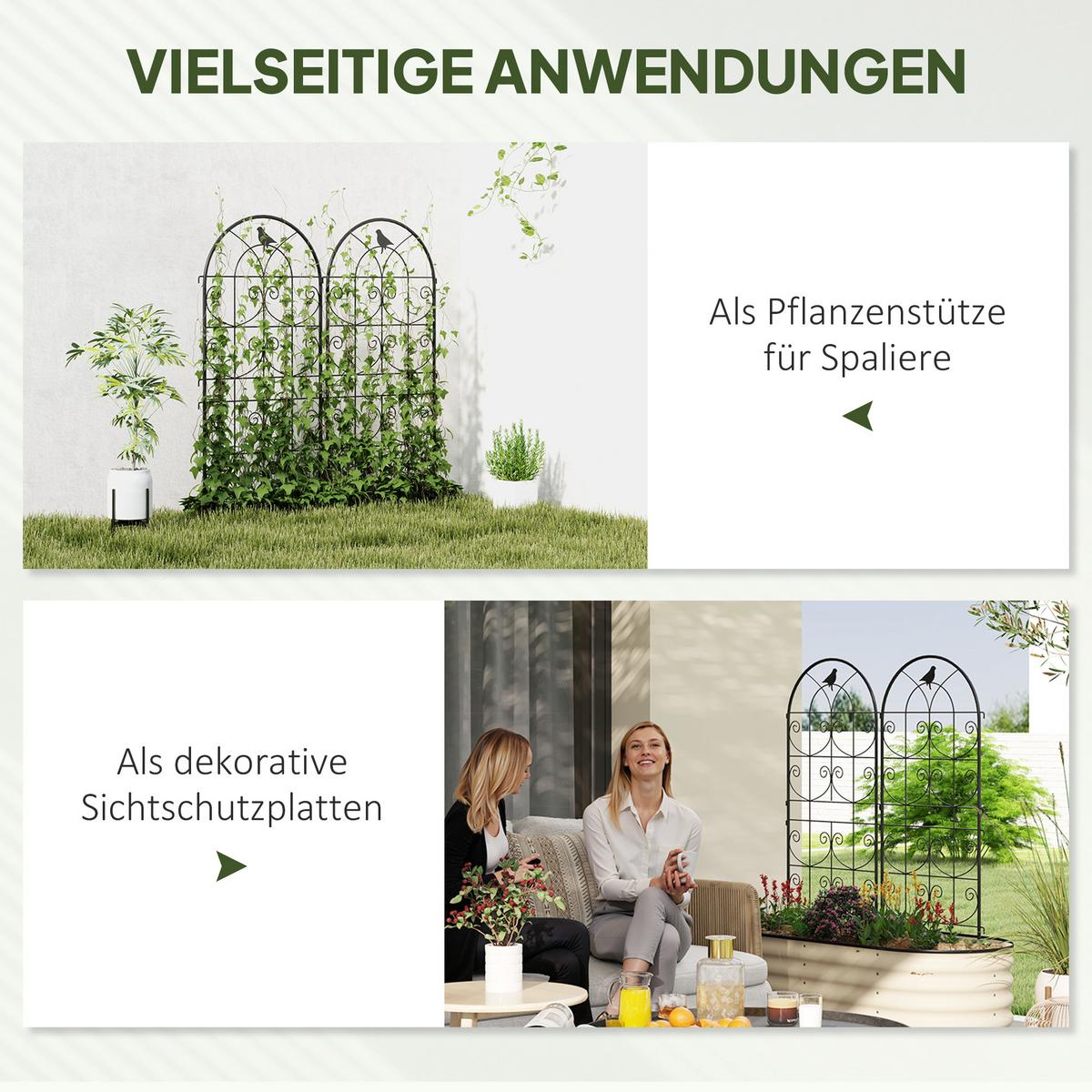 RANKGITTER 2er Set Metall Schwarz - Schwarz, Metall (1.3/120/50cm) - Outsunny