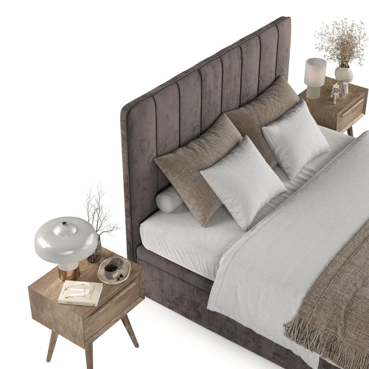 POLSTERBETT Vienna mit Stauraum 160/200 cm Braun im Lotta Stoff - Schwarz/Braun, Holz/Holzwerkstoff (160/200cm) - AltaBeds