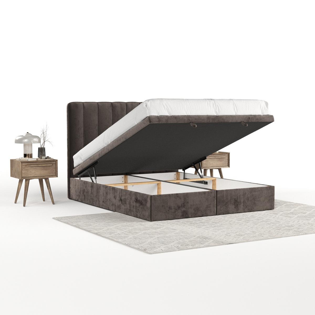 POLSTERBETT Vienna mit Stauraum 160/200 cm Braun im Lotta Stoff - Schwarz/Braun, Holz/Holzwerkstoff (160/200cm) - AltaBeds