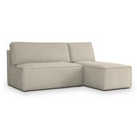 ECKSOFA BRISO P Creme Kordstoff mit Schlaffunktion - Creme/Grau, Holz/Kunststoff (200/140cm) - MASSENO