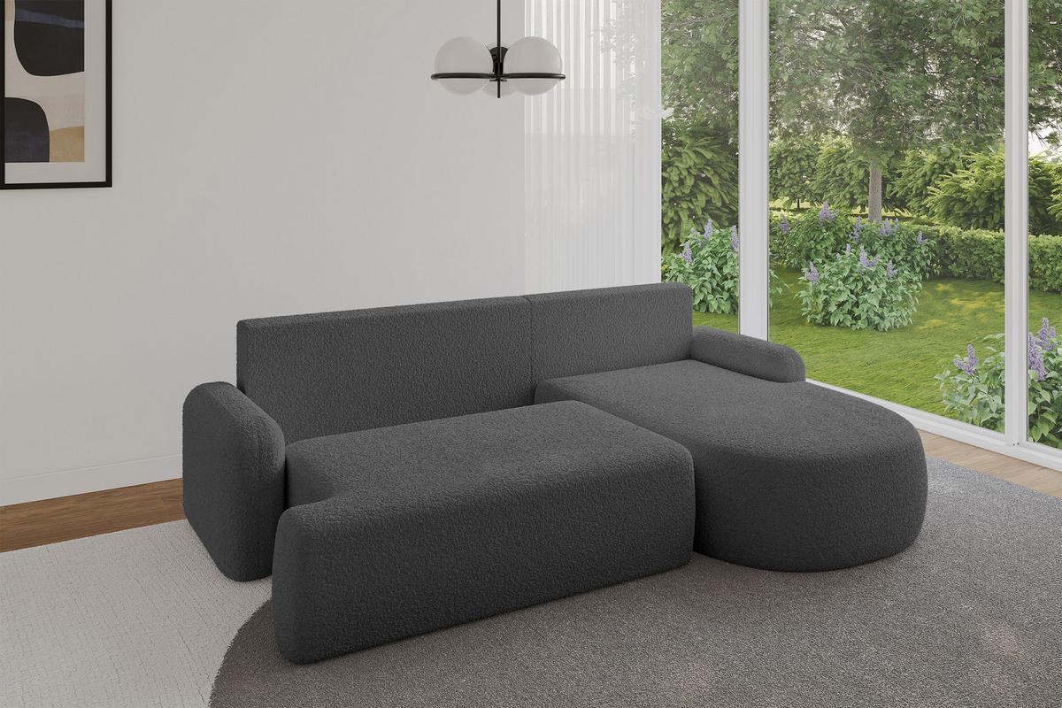 ECKSOFA mit Schlaffunktion und Bettkasten LIRA-L - 264x172x89 Grau - Grau, Holzwerkstoff/Textil (172/264cm) - ALTDECOR