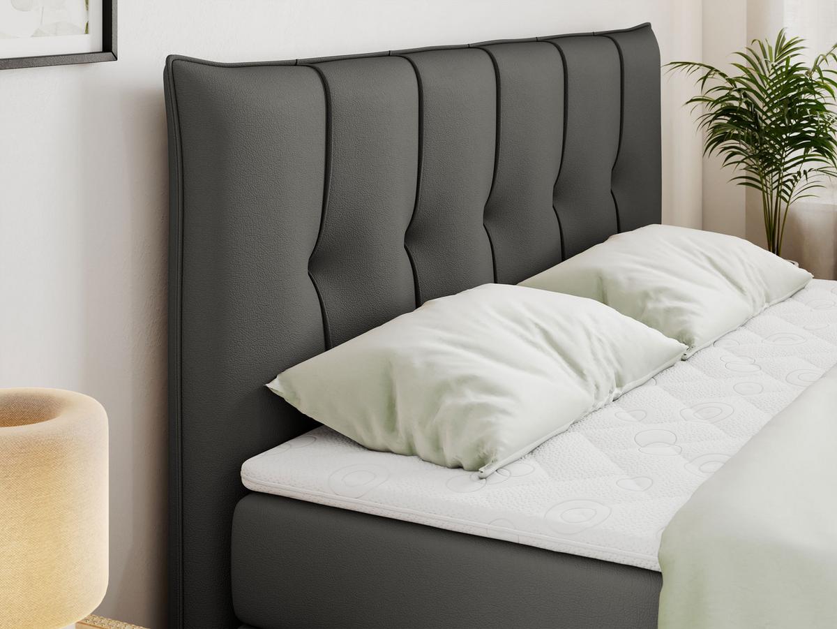 BOXSPRINGBETT PREMIUM 11 KING 120/200 Dunkelgrau Kunstleder - H4 - Dunkelgrau, Holz/Textil (120/200cm) - MKS
