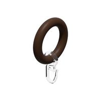 RUNDRINGE MIT FALTENHAKEN FÜR GARDINENSTANGEN 20 mm Ø, Nussbaum, Packung 10 Stück - Nussbaumfarben, Holz (20cm) - INTERDECO