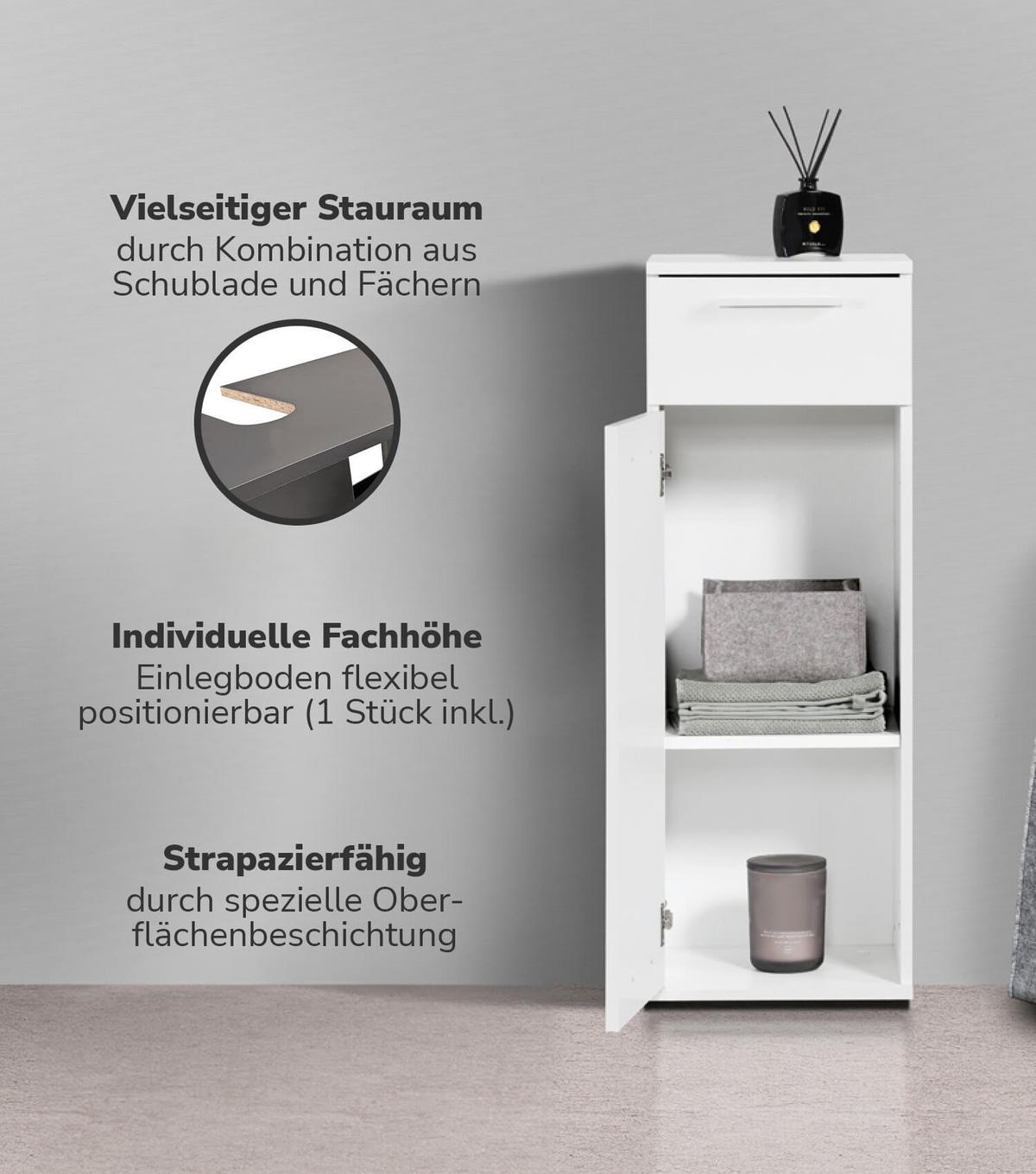 BAD-BEISTELLSCHRANK Der Matrose - Weiß, Holzwerkstoff (33/91/34cm) - Mokebo