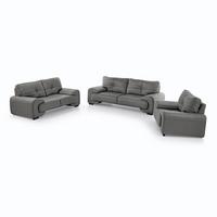 SITZGARNITUR Omega, zwei Sofas und Sessel, aus Kunstleder, Grau - Schwarz/Grau, Leder (225/88/98cm) - Beautysofa