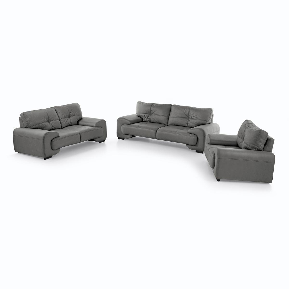 3-SITZER SOFA Omega aus Kunstleder, Grau - Schwarz/Grau, Leder (225/88/98cm) - Beautysofa