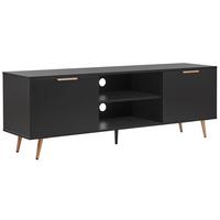TV-MÖBEL Schwarz, Gold INDIO 40/166/57 cm - Schwarz, Holzwerkstoff (166/57/40cm) - Beliani