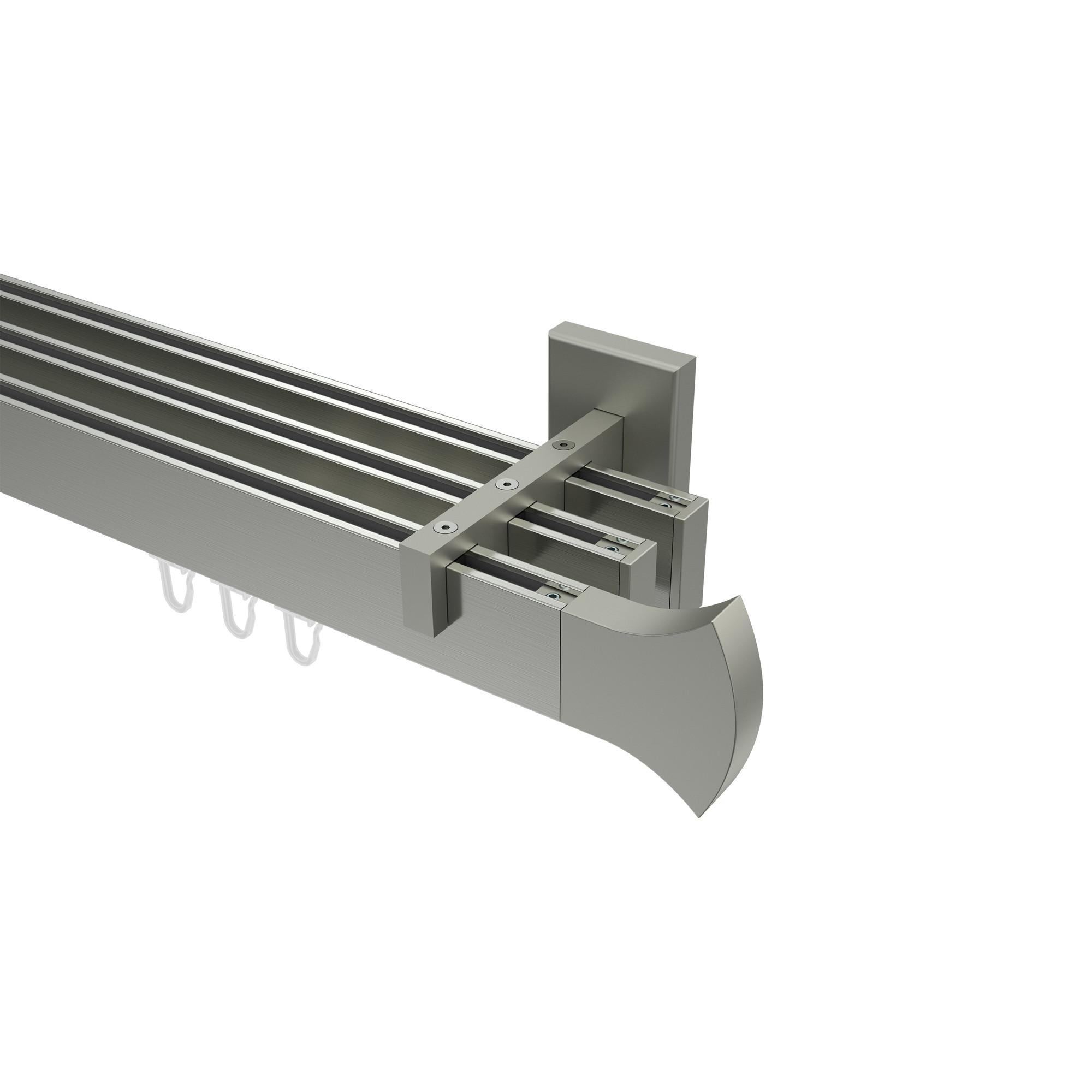 GARDINENSTANGE INNENLAUF Smartline Conex 200 cm, 3-läufig, 14x35 mm Edelstahl-Optik - Edelstahlfarben, Metall (200cm) - INTERDECO