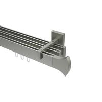 GARDINENSTANGE INNENLAUF Smartline Conex 120 cm, 3-läufig, 14x35 mm Edelstahl-Optik - Edelstahlfarben, Metall (120cm) - INTERDECO