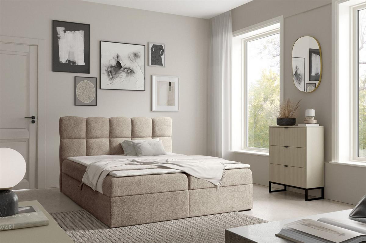 BOXBETT Parozo Premium - Beige, Holzwerkstoff/Textil (200/200cm) - Fun Möbel