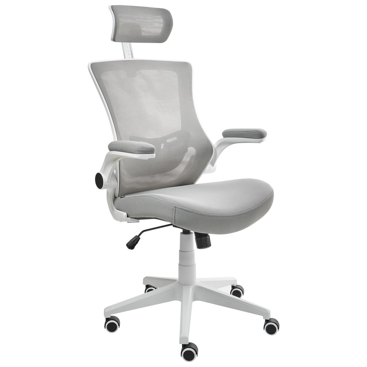 BÜROSTUHL Hellgrau Paladin - Hellgrau, Textil (52/96/56cm) - Beliani
