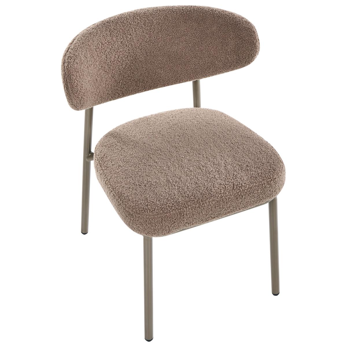 ESSZIMMERSTUHL 2er Set Bouclé Taupe Unity - Taupe/Beige, Textil (56/78/57cm) - Beliani