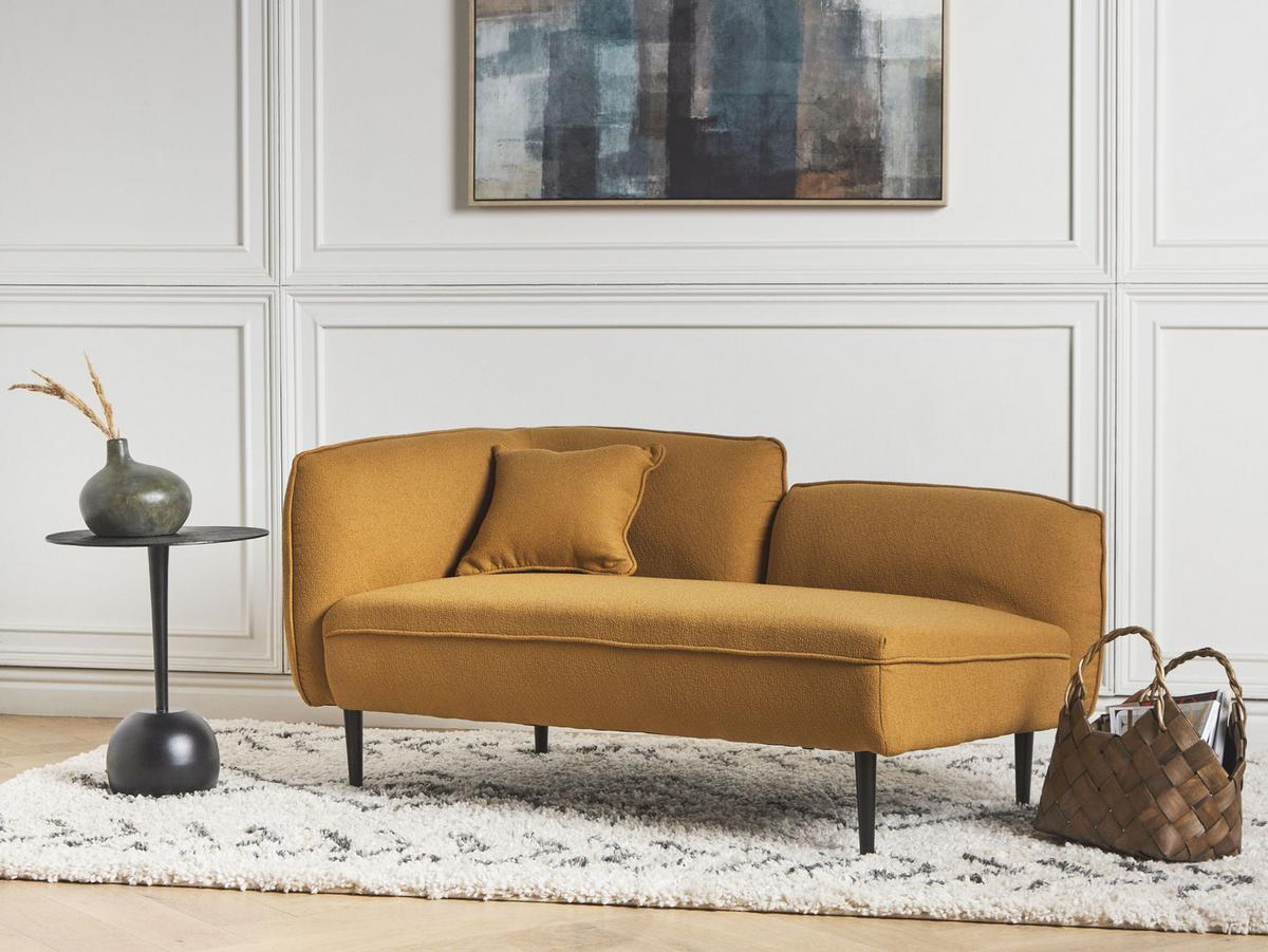 CHAISELONGUE-LINKSSEITIGE Bouclé Senfgelb Chevannes - Gelb/Schwarz, Textil (138/74/77cm) - Beliani