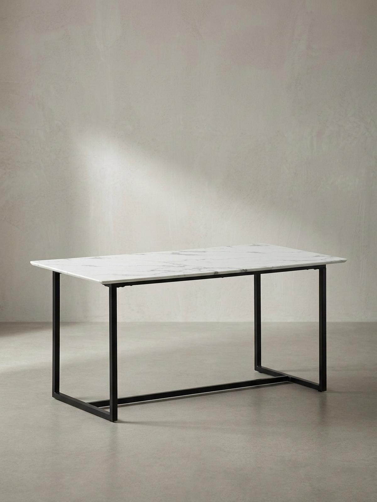 ESSTISCH Marmoroptik Metall Rechteckig Modern Klein, Weiß 120x60x76 cm - Schwarz/Weiß, Holzwerkstoff/Metall (60/120/76cm) - KADIMA DESIGN