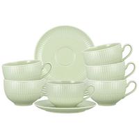 MILCHKAFFEETASSEN MIT UNTERTASSEN Amina Seladon 350 ml 6er Set - Grün, Keramik (0.35L) - Seltmann Weiden