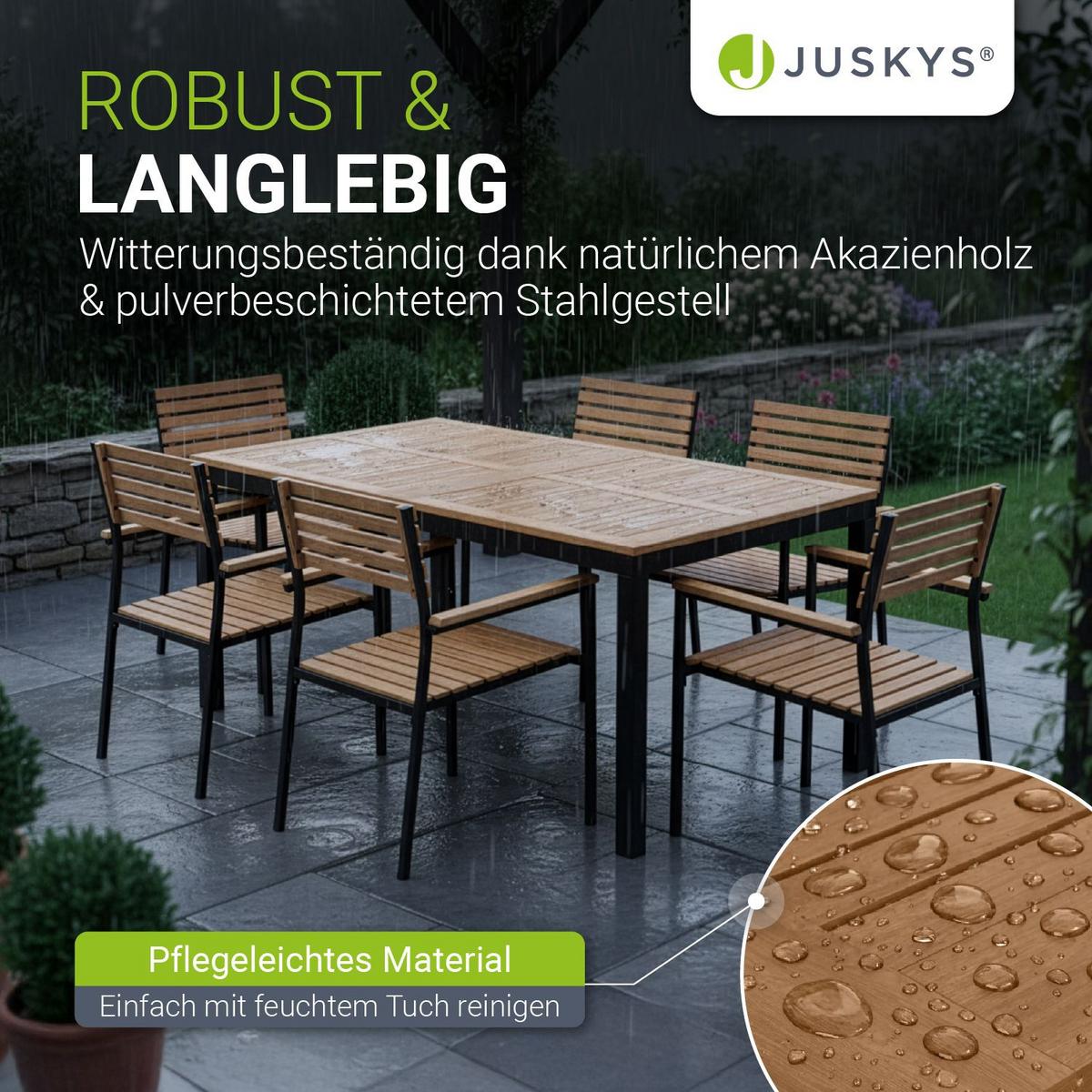 GARTENGARNITUR Rhodos Akazienholz 7-teilig - Braun, Holz/Metall - Juskys