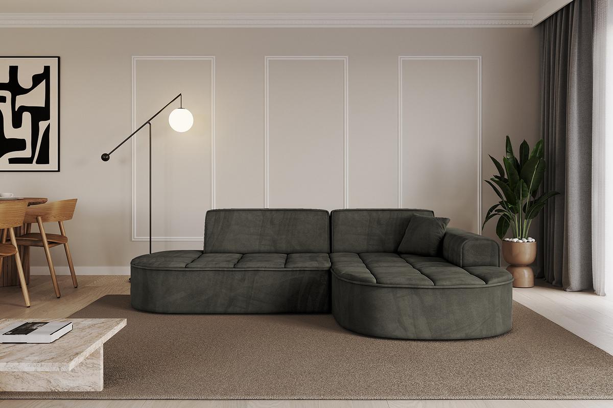 ECKSOFA Ottomane Rechts TARO-L1 - 243x171x79,5 cm Schwarz - Schwarz, Holzwerkstoff/Textil (243/171cm) - ALTDECOR