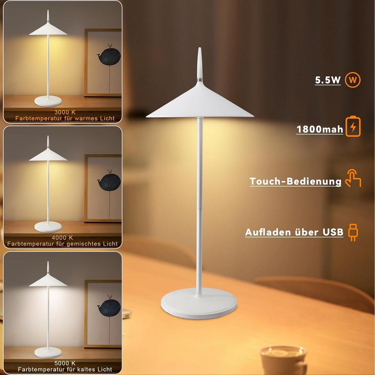 TISCHLEUCHTE Lichtmann 15.4/11.5/37.6 cm - Weiß, Kunststoff/Metall (15.4/11.5/37.6cm) - ZMH