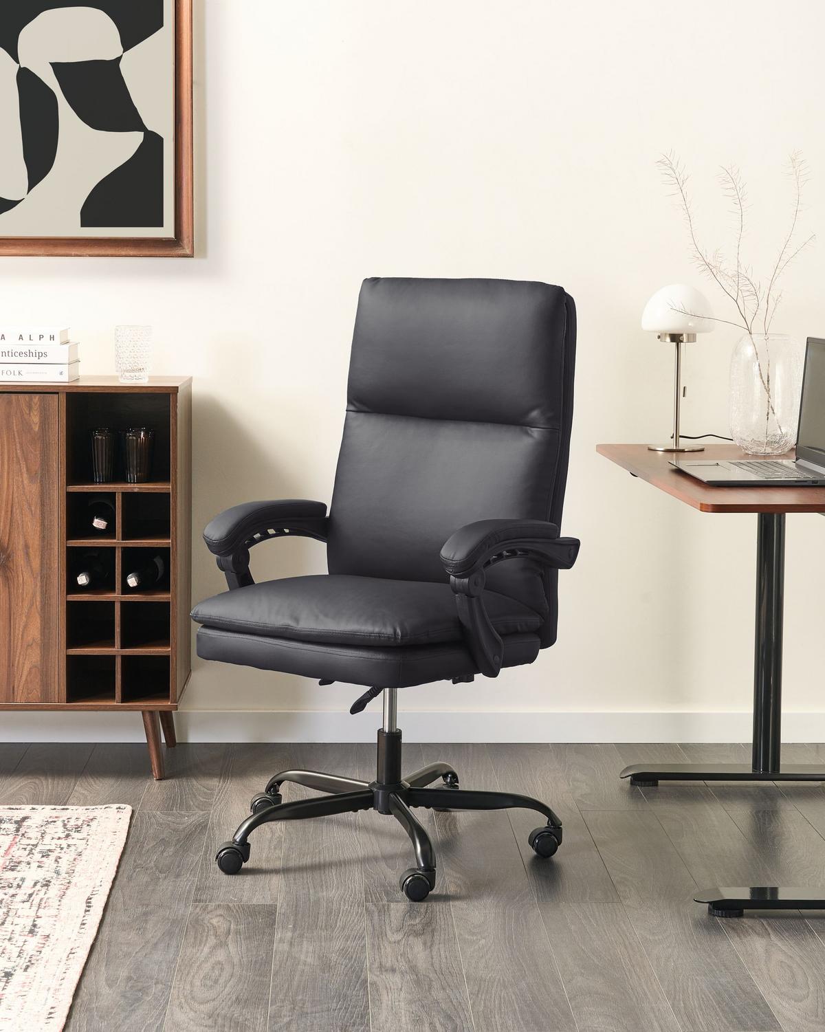 CHEFSESSEL Schwarz Serene - Schwarz, Kunststoff (70/105/70cm) - Beliani