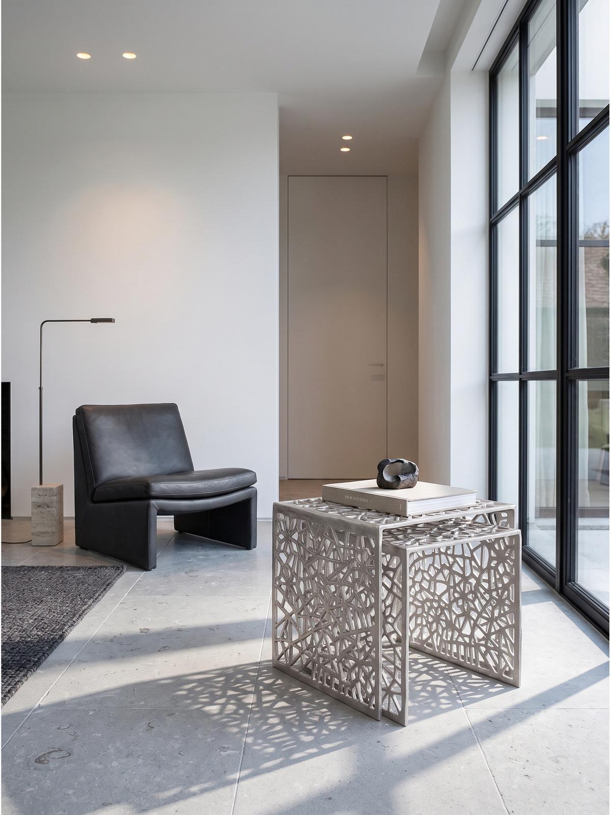 COUCHTISCHE 2er-Set INDRE, Aluminium, handgefertigt, Silber, 50 x 40 x 40 cm - Silberfarben, Metall (40/50/40cm) - KADIMA DESIGN