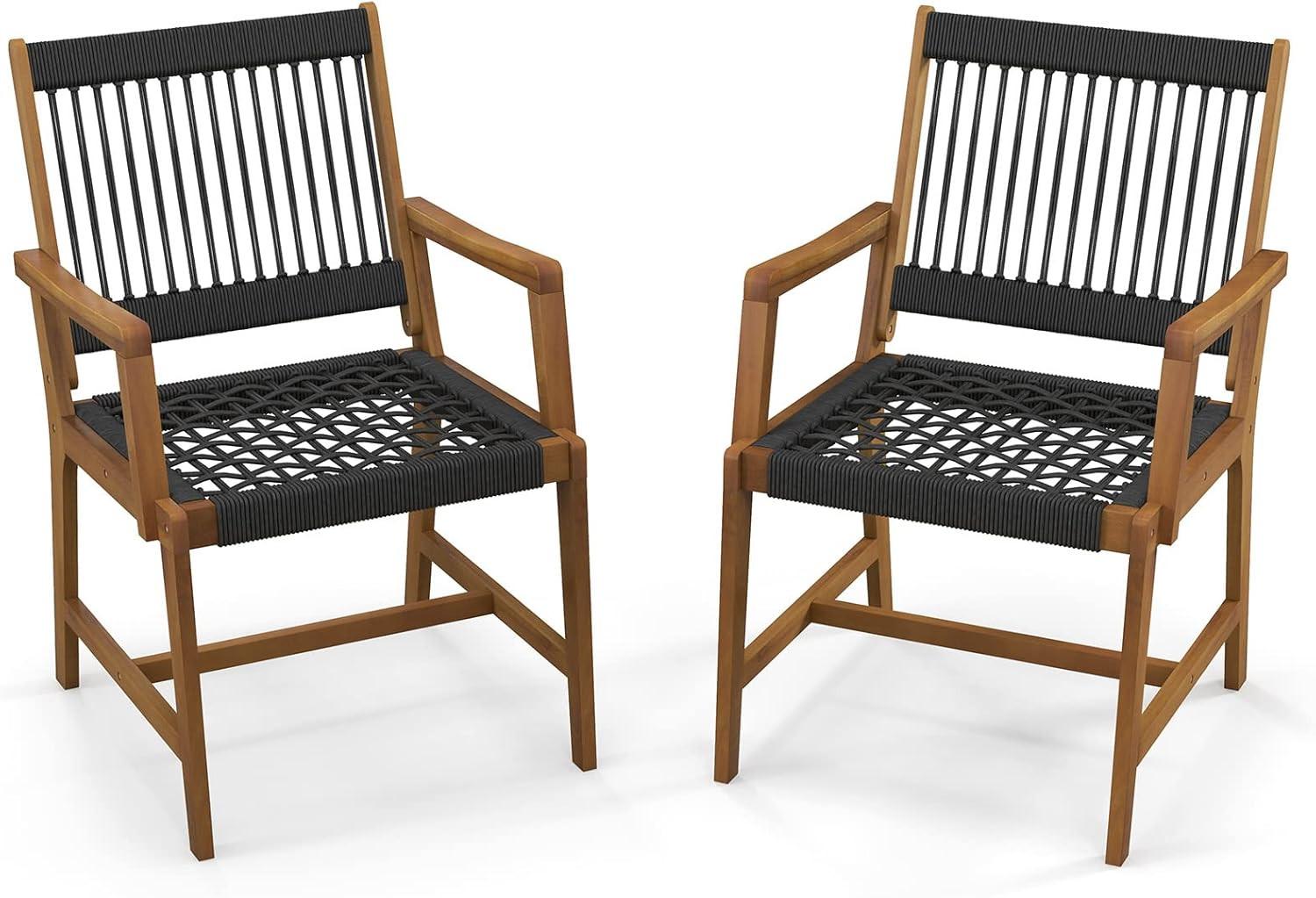 GARTENSTÜHLE Schwarz(2er-Set) - Schwarz, Holz (57/90/64cm) - COSTWAY