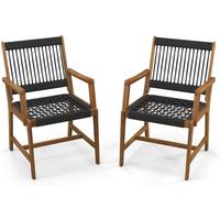 GARTENSTÜHLE Schwarz(2er-Set) - Schwarz, Holz (57/90/64cm) - COSTWAY