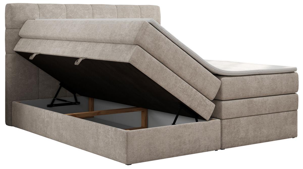 BOXSPRINGBETT LUKA KING 120/200 Beige Struktur - H4 - Beige, Holz/Textil (120/200cm) - MKS