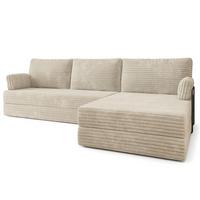 ECKSOFA ANKO modulares Boneless Sofa mit Schlaffunktion Creme Kordstoff - Creme, Textil (270/160cm) - MASSENO