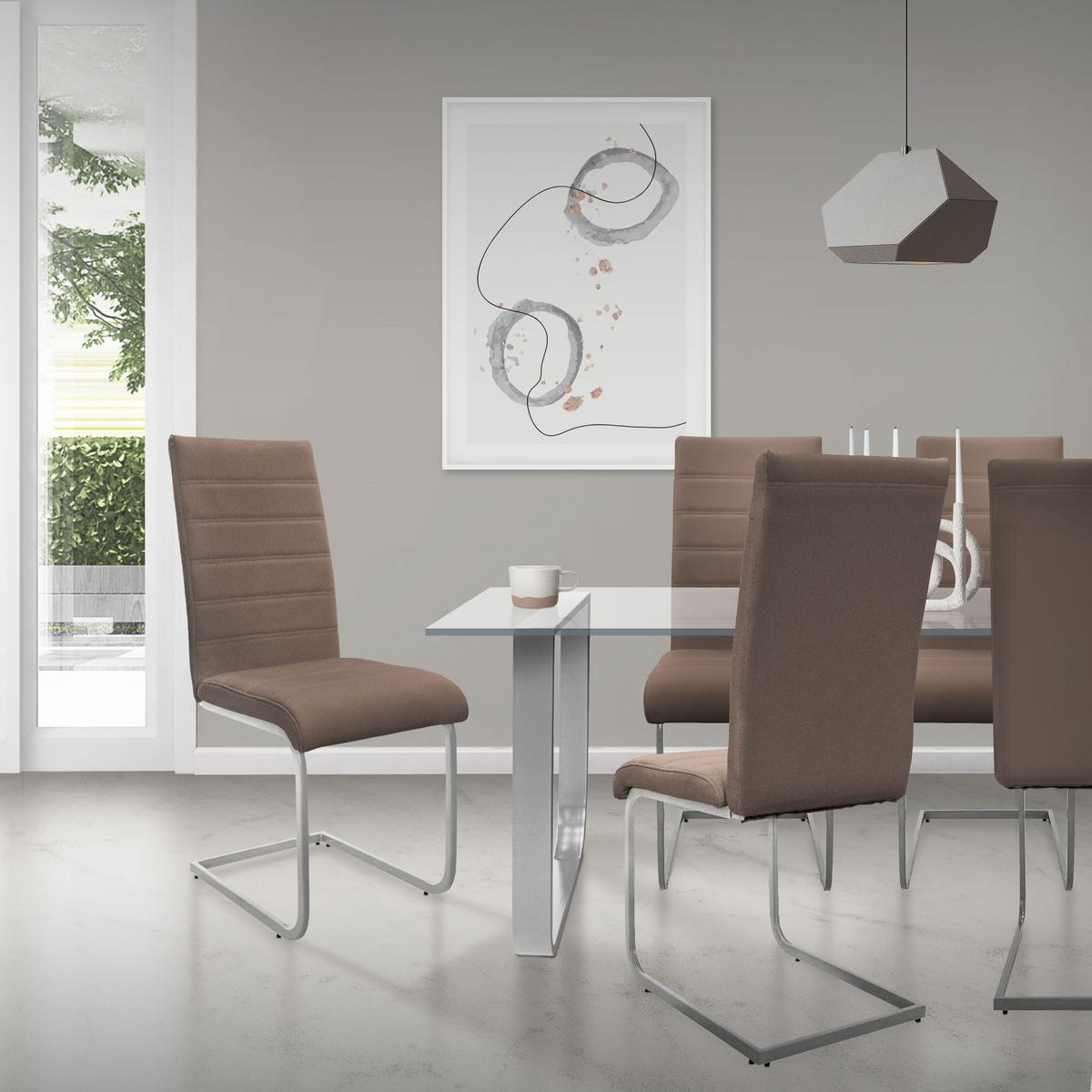 SCHWINGSTUHL 2er Set Braun Kunstleder - Silberfarben/Braun, Metall (40/102/57cm) - ML-DESIGN