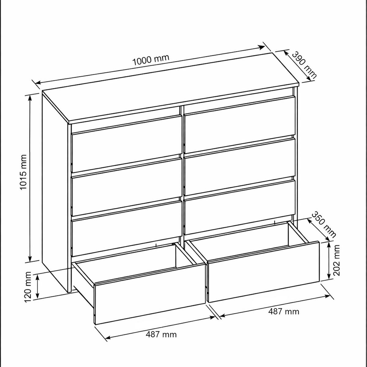 KOMMODE Schwarz 100/102/39 - Schwarz, Holzwerkstoff (100/102/39cm) - RAUMHIRSCH FURNITURE