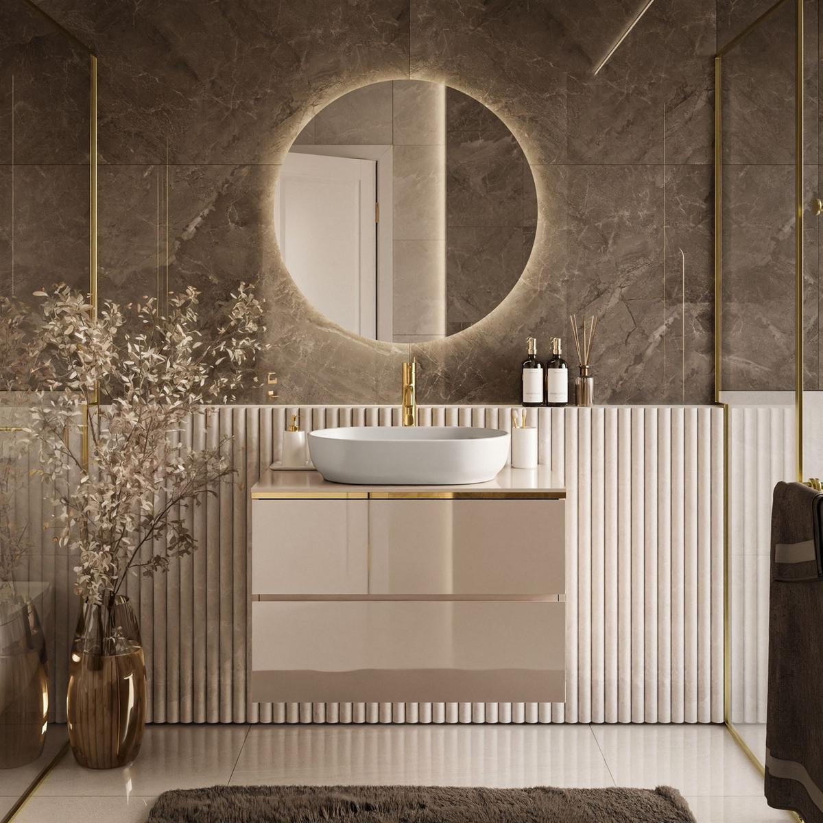 BADEZIMMERSCHRANK AURORA KASCHMIR GOLD - Kaschmir, Holzwerkstoff (80/55/45cm) - Lookway