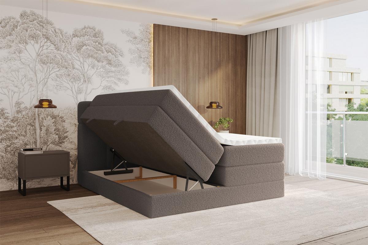 BOXBETT mit Matratze H3/H4 - FAMA KING - 120x200 cm Braun Quelle - Braun, Holzwerkstoff (120/200cm) - ALTDECOR