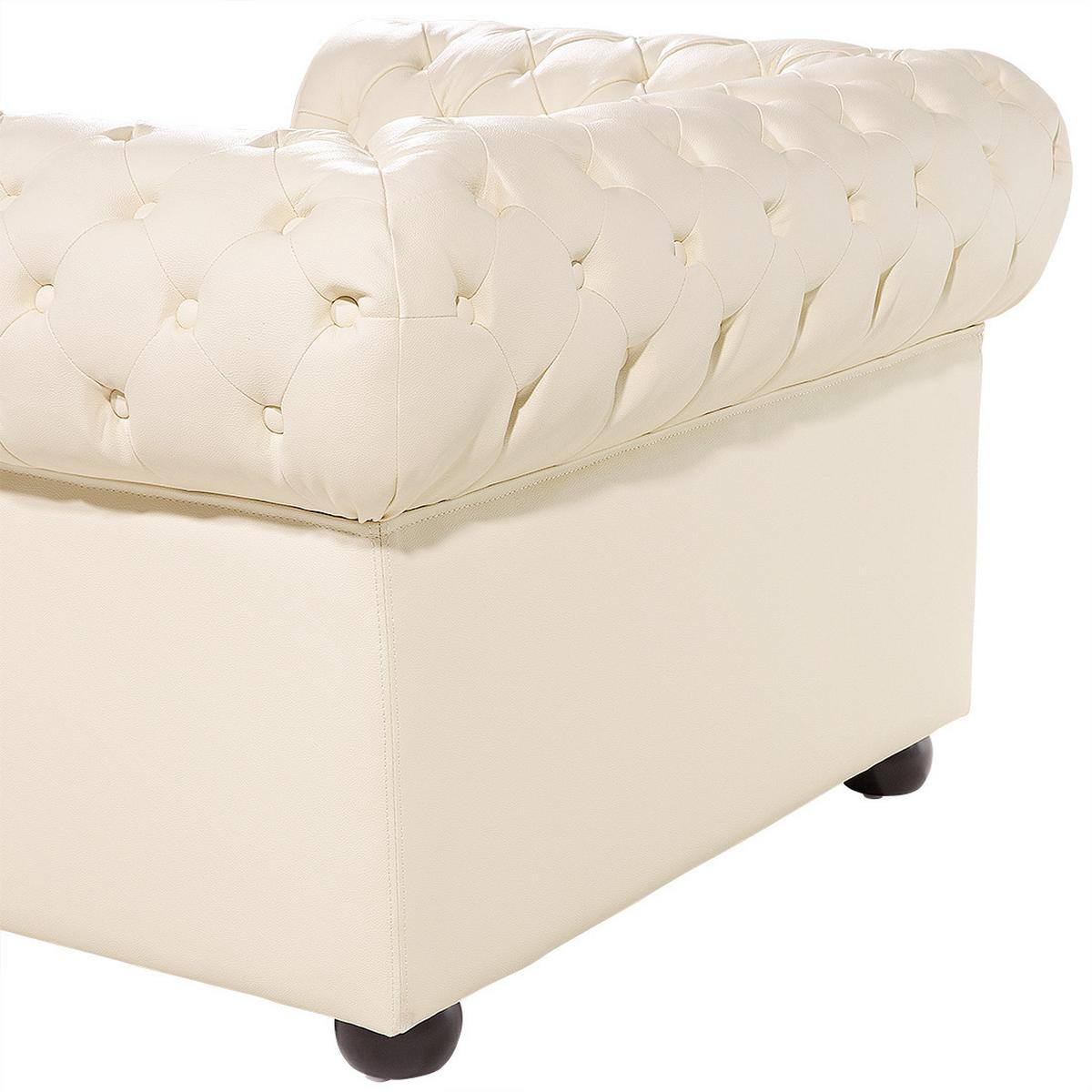 SESSEL Leder creme Chesterfield - Beige/Braun, Leder (108/70/80cm) - Beliani