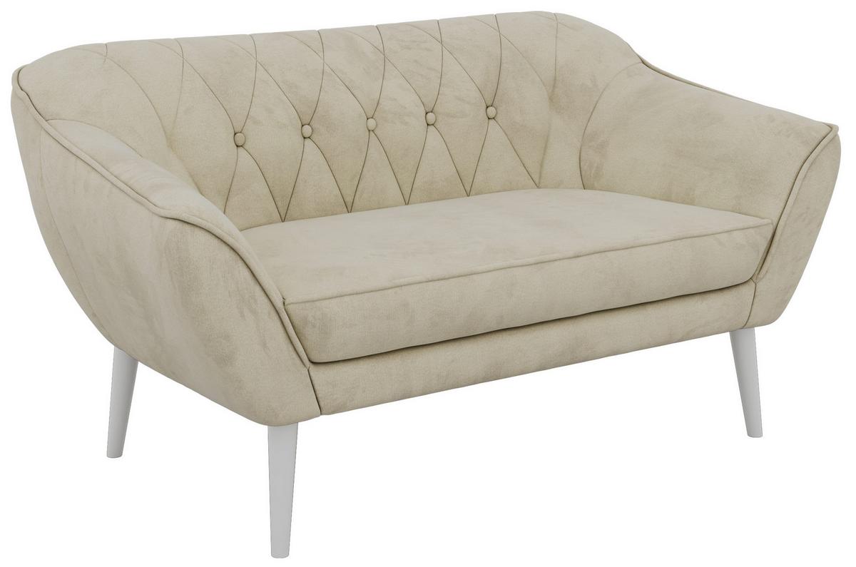 2-SITZER-SOFA PIRS - Beige Velvet - Weiße Beine - Beige/Weiß, Holzwerkstoff/Textil (140/75/74cm) - MKS