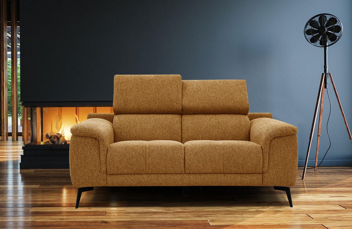 SOFA FIERO 2-Sitzer, orange - Schwarz/Orange, Holzwerkstoff/Textil (170/82/103cm) - Wozimo