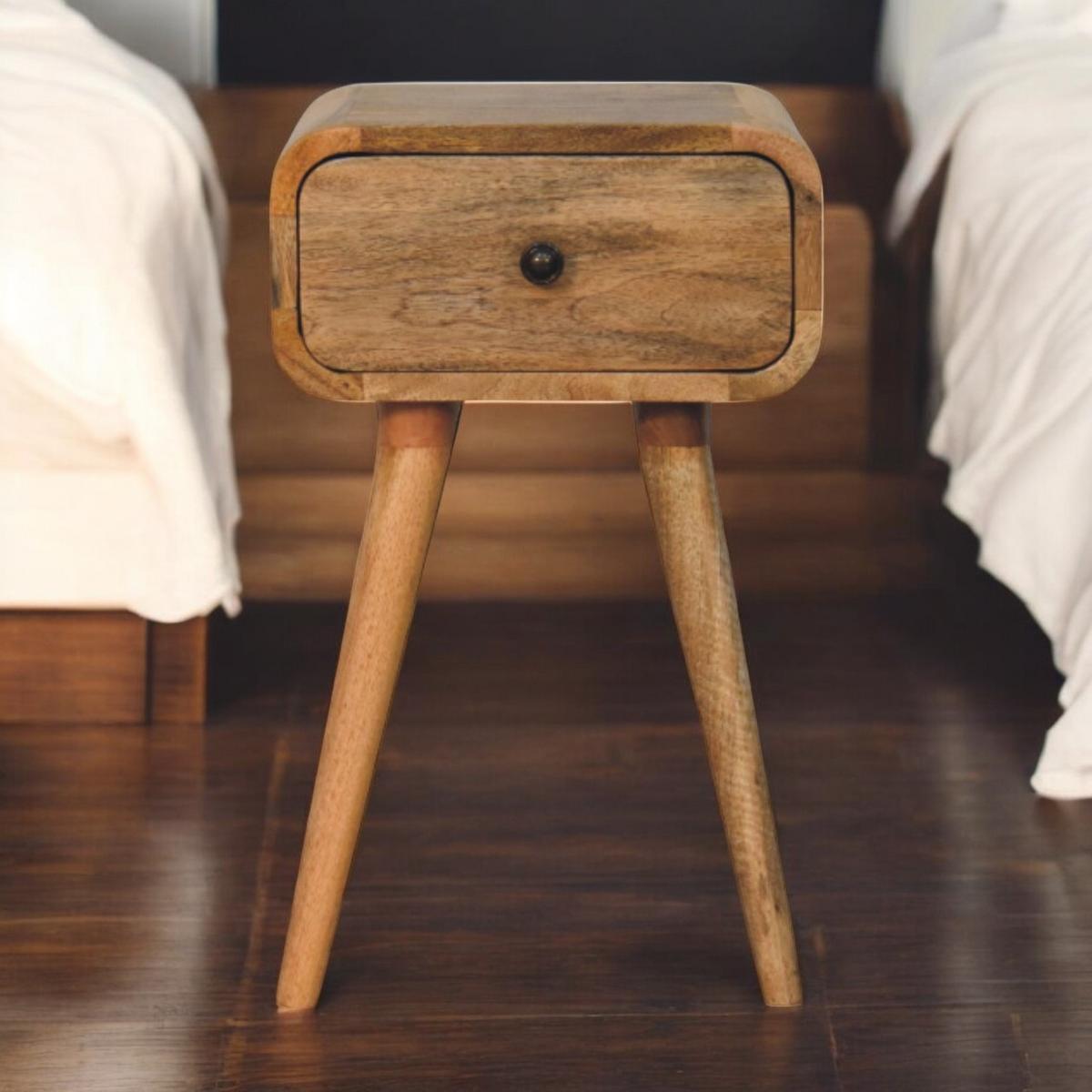 NACHTKASTEN Avora Mini Eichenoptik, 1 Schublade, Beige - Beige/Messingfarben, Holz/Metall (30/49/30cm) - Artisan Furniture