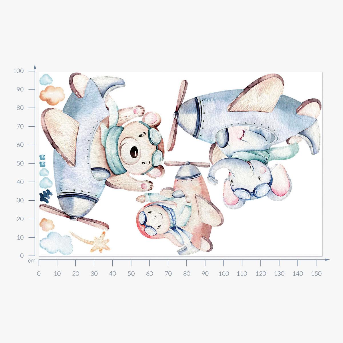 WANDAUFKLEBER 100x154cm - Teddybär-Elefantenjunge - Multicolor, Kunststoff (100/154/0.1cm) - Wallfluent