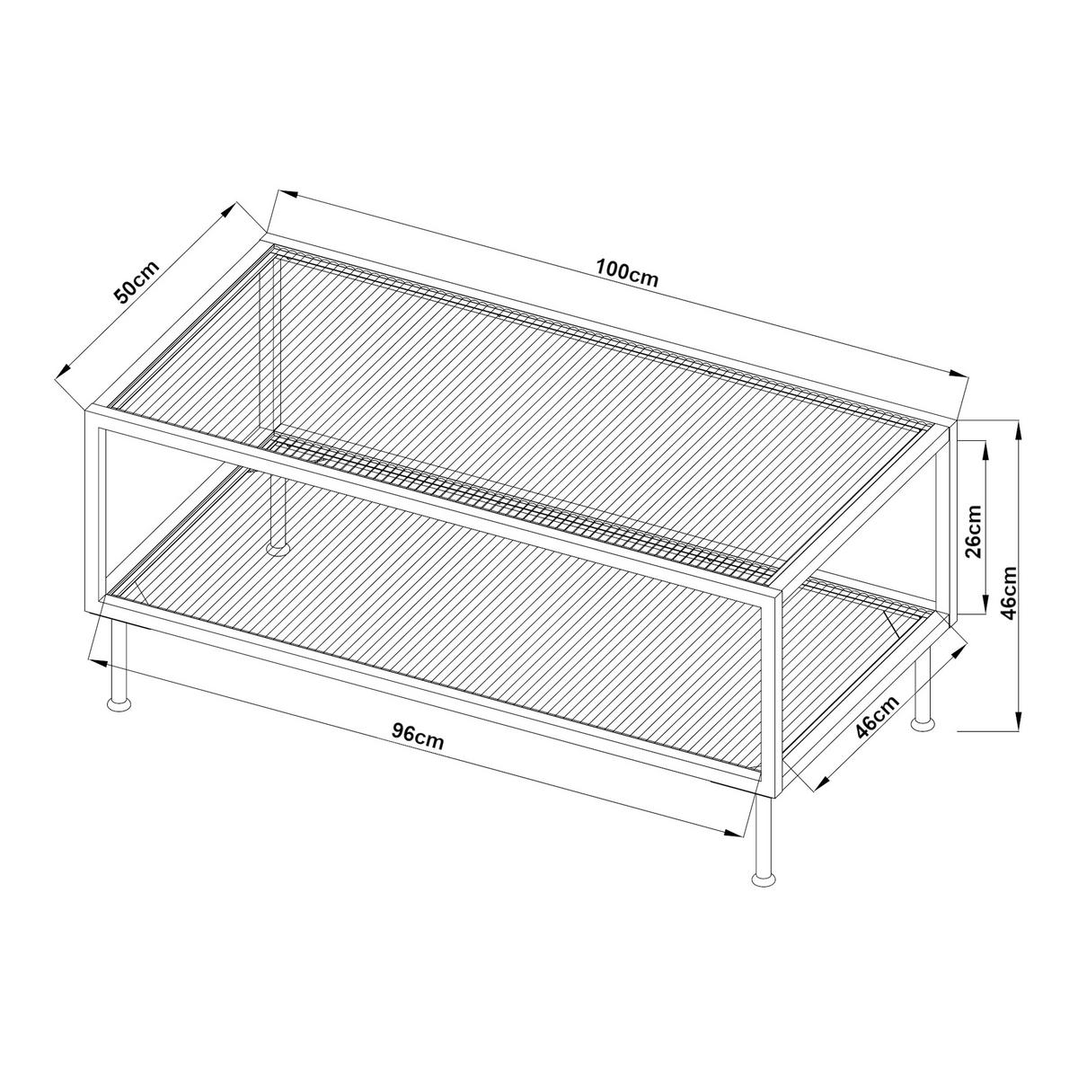 COUCHTISCH Lindau 100/50/46 cm - Creme, Glas/Metall (50/100/46cm) - [en.casa]