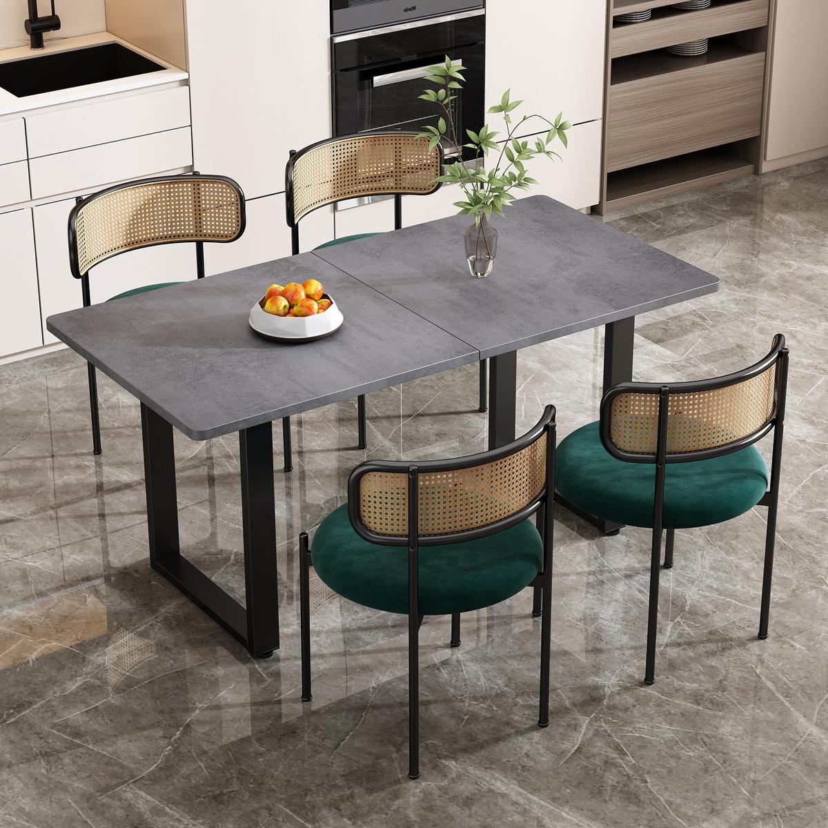 ESSZIMMERSTUHL-SET 4er-set Grün 51/51/75 cm - Grün, Textil/Metall (51/75/51cm) - Urban Meuble