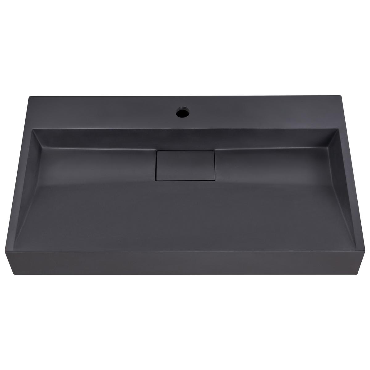 HÄNGEWASCHBECKEN Schwarz 80/46 cm Mineralguss Quenko - Schwarz, Naturmaterialen (80/12/46cm) - Beliani