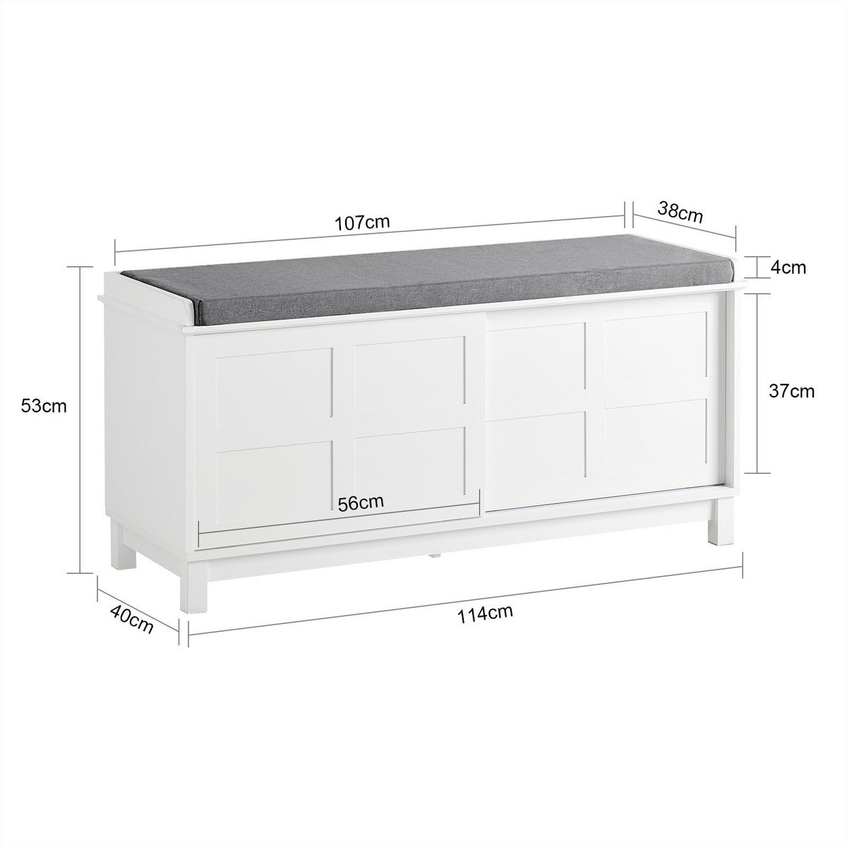 SCHUHBANK Weiß - Weiß, Holzwerkstoff (114/53/40cm) - SoBuy