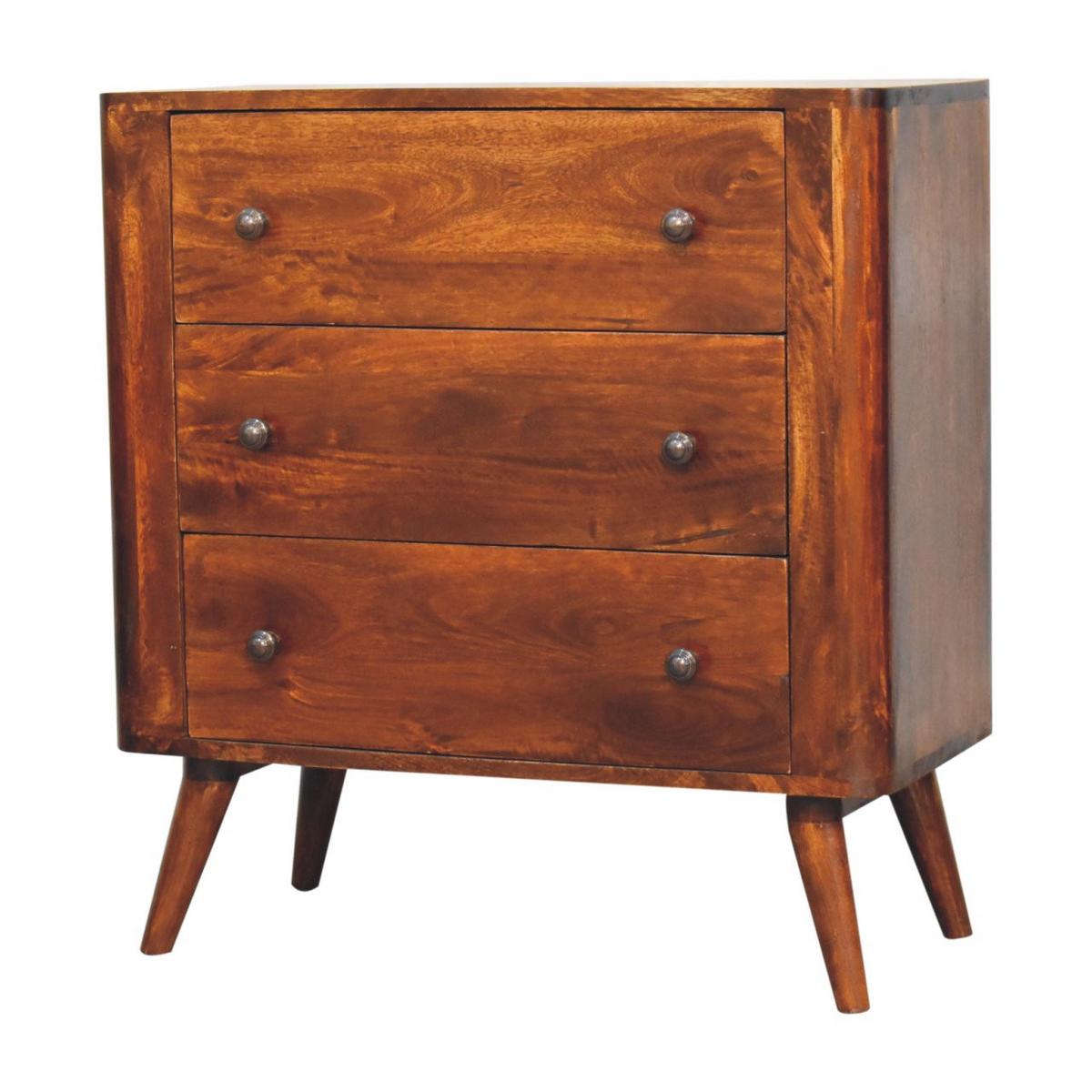 KOMMODE Kastanien-Finish, 3 Schubladen, Braun - Braun, Holz (35/80/75cm) - Artisan Furniture