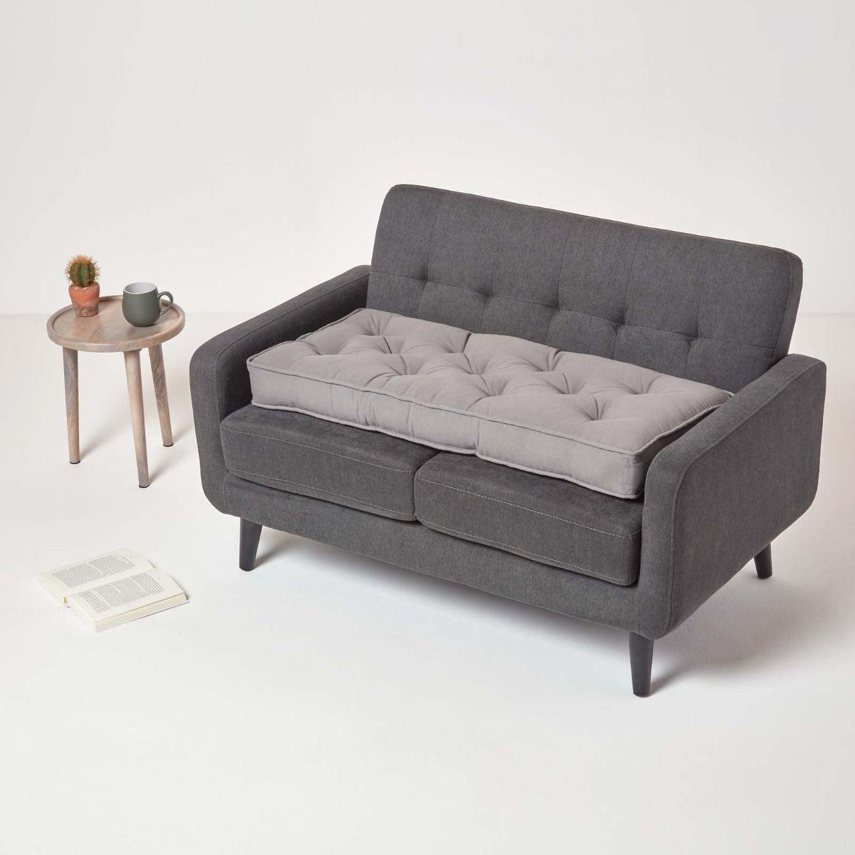 SITZAUFLAGE für Zweisitzer-Sofa 100 x 48 cm – dickes Sitzkissen grau - Grau, Textil (48/100/10cm) - Homescapes