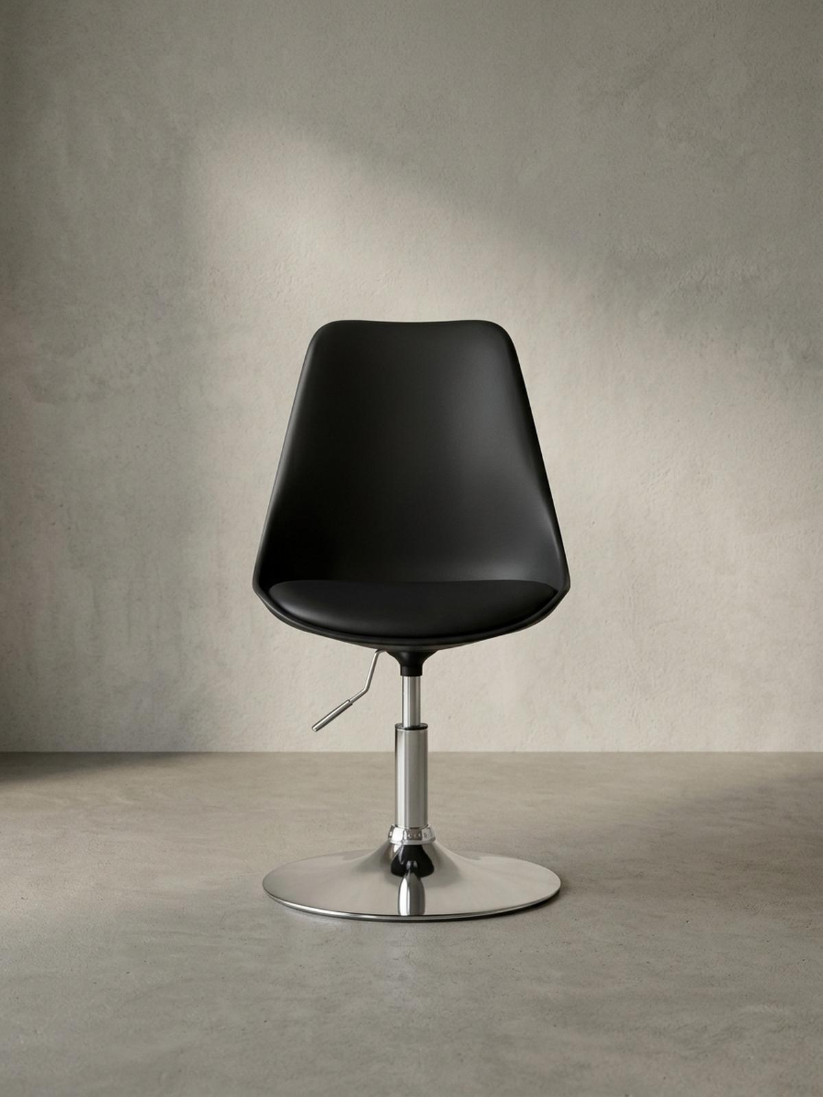 DREHSTUHL Kunstleder Trompetenfuß Chromgestell, Schwarz 46x46x88 cm - Silberfarben/Schwarz, Kunststoff/Textil (46/88/46cm) - KADIMA DESIGN