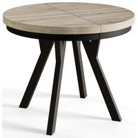 RUNDER Esstisch ausziehbar – Moderner Wohnzimmertisch und Küchentisch – Tisch mit Stabile Konstruktion, Durchmesser 100 cm - 200 cm - Farbe Sonoma - Schwarz/Braun, Holzwerkstoff (100/100/77cm) - Alpi-Möbel